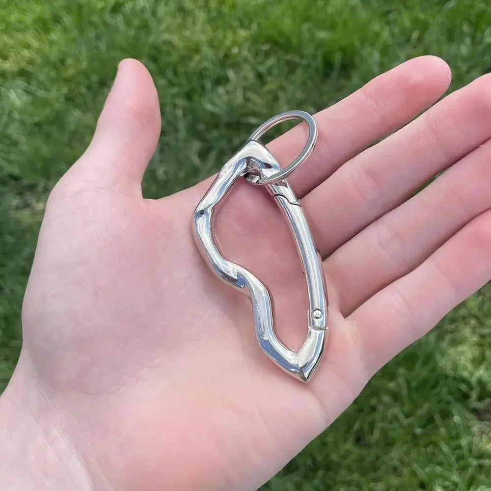 Silver carabiner Y2K keychain grunge design